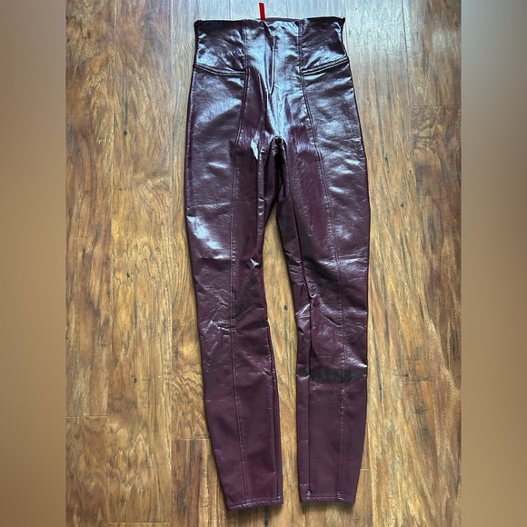 Spanx Burgundy Faux Leather Leggings - Picture 2 of 7
